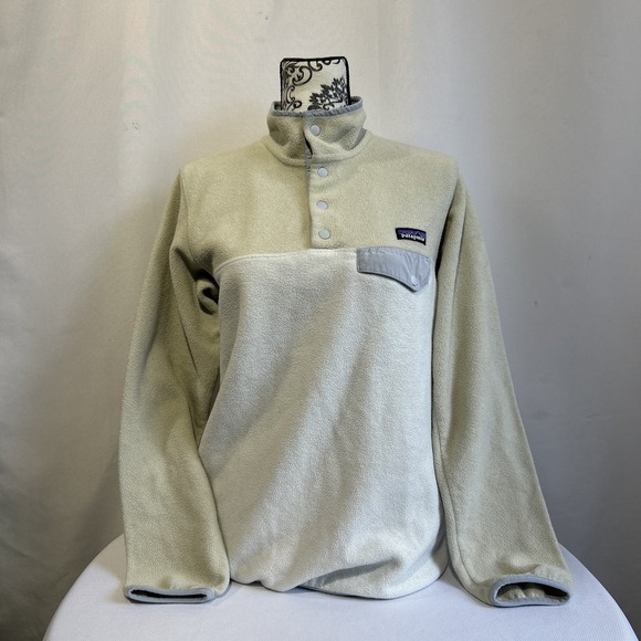 PATAGONIA Synchilla Jacket Women's Sz S  Snap-T Fleece Pullover White Beige - Picture 1 of 9